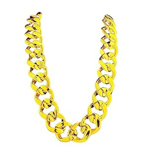Gold Chain Necklace, 35.5 Inch Chunky Chain Golden Ultra Luxury Looking Feeling Real Solid 14K Gold plated Curb Fake Neck Chain for Party Dancing
