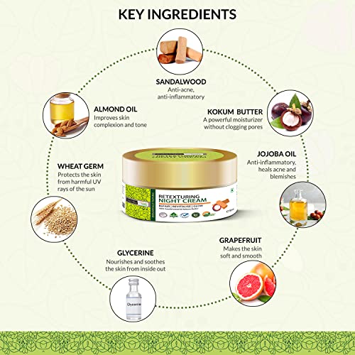 Image of INDUS VALLEY Retexturing Night Cream with Sandalwood & Kokum Butter | Deep Skin Repair, Hydration & Overnight Nourishment for Soft Glowing Skin - 50 ml