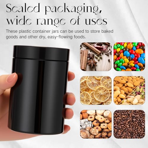 Image of Patelai 4 Pcs Plastic Jars Wide Mouth with Lids,10 Ounce,Pure Black