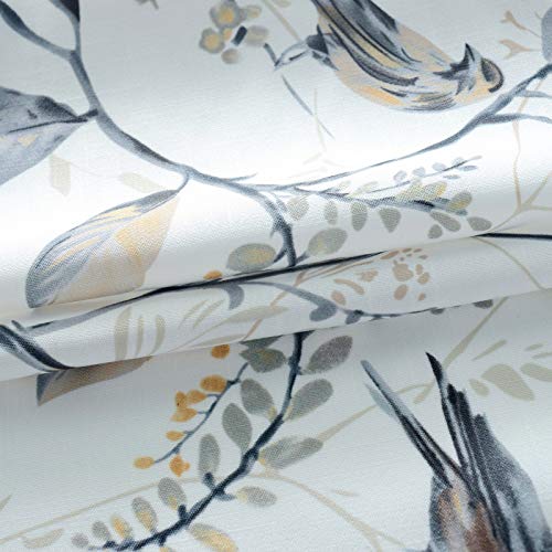 Vogol Gray Birds Valance For Kitchen Windows Floral Print Window Shades Rod Pocket Curtain Valances For Cafe Farmhouse, 52''X14'', One Piece #TOP3