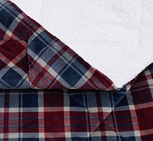 Truly Soft Cuddle Warmth Printed Plaid Full/Queen Comforter Set In Blue And Red #TOP3