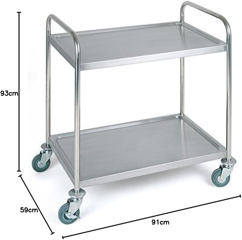 APS Servierwagen aus Edelstahl, 2 Borde, 91x59x93 cm