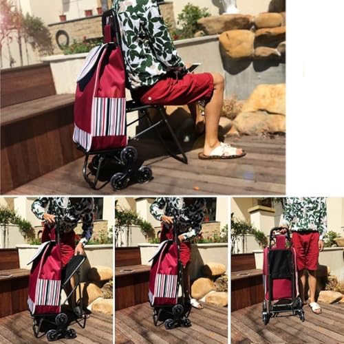 Carrito de compras portátil plegable con asiento y rueda triangular miniatura 5
