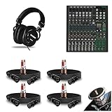 Mackie ProFX12v3+ 12-Channel Mixer with Effects and Bluetooth Bundle with 4 XLR Cables and Closed-Back Studio Mixing Headphones