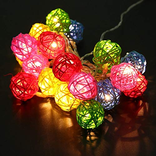 Image of KharidoLive 16 LED Mini Rattan Color Balls Decorative Fairy String Lights for Home Decoration (Warm White, Steady Lights, 3.2 Meter Long, 2 Pin Plug)