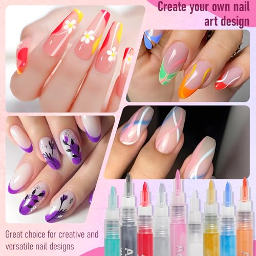 Image of 12 Color Nail Art Pens, 0.7 MM Nail Art Markers Nail Polish Pens Set Drawing Nail Paint Pens, Waterproof and Quick-drying Nail for DIY Design Manicure Design Tools