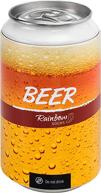 Rainbow Socks - Hombre Mujer Divertidos Calcetines de Lata de Cerveza - 1 Par - Talla 36-40