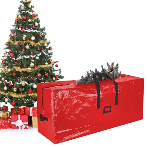 XIMEY Aufbewahrungstasche Weihnachtsbaum 180cm, rot Tannenbaum Tasche, Christmas Tree Storage Bag, wasserdichtes Weihnachtsbaum hülle, Aufbewahrungssack Weihnachtsbaum, Rechteck-120x33x50cm