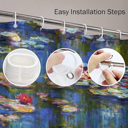 Rideau de douche anti-éclaboussures Monet en tissu grand format