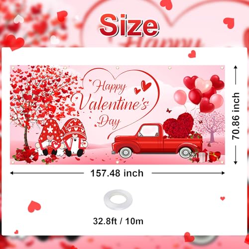 Avezano Happy Valentine's Day Garage Door Decorations 6 x 13 ft Valentine's Day Backdrop Large Valentine Garage Door Banner Cover for Wedding Bridal Shower Party by Avezano - Image 4