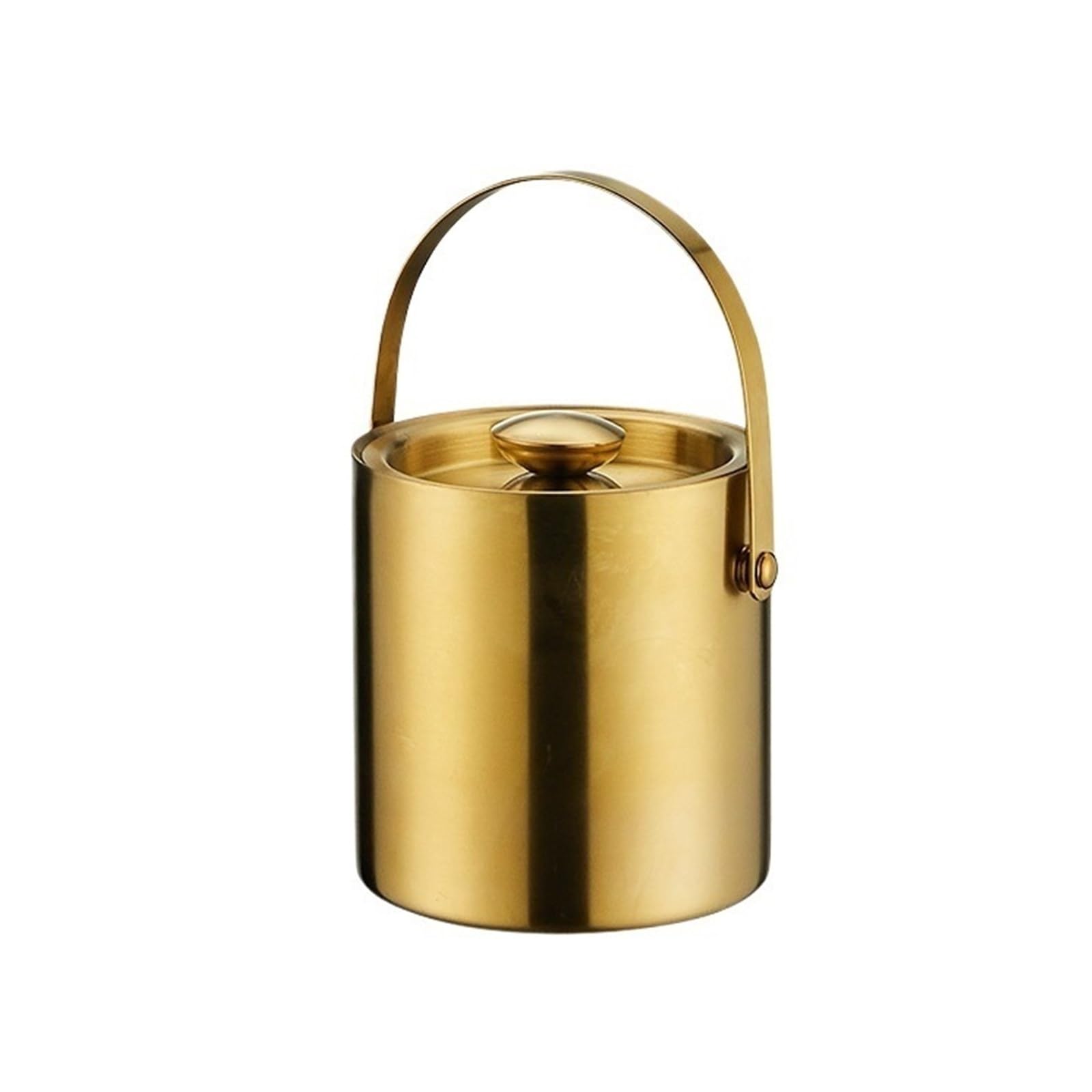 Cubo de hielo para botellas de cerveza, doble capa de acero inoxidable dorado con tapa para barras de cóctel, congeladores y accesorios de vino