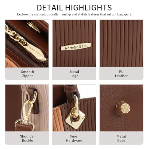 Image of Pomelo Best Purses and Handbags for Women with Multiple Pockets, Leather Top Handle Satchel Fashion Tote Shoulder Bags Ladies