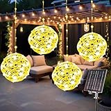 WISEgham Solar Christmas Ball Lights - 160LED Outdoor Tree Globe String Lights, 8 Modes Waterproof Sphere Lantern Lights, Christmas Decor for Tree Garden Porch (Warm White, 4pack)