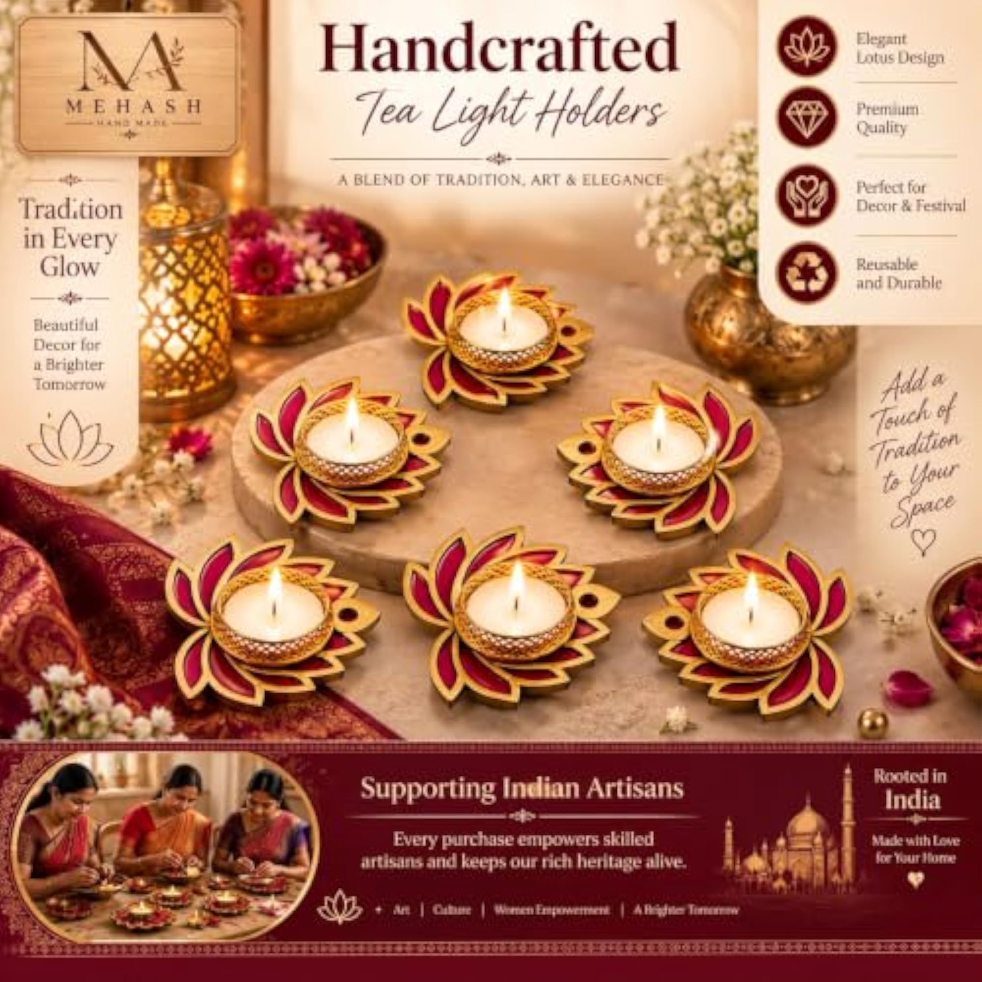 Handmade Tealight Candle Holders for Diwali Decoration