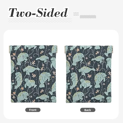 Manatee Animals Print Leather Coin Purse No Zipper Cosmetics Small Makeup Bag Shrapnel Pouch Purse2