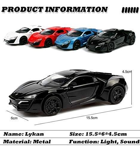 Image of 1:32 Scale Die-Cast Metal Hypersport Supercar with Headlight,Sound Effect,Openable Doors and Pull Back Action diecast Car for Kids Boys Age 3 Years and Above-Multicolor