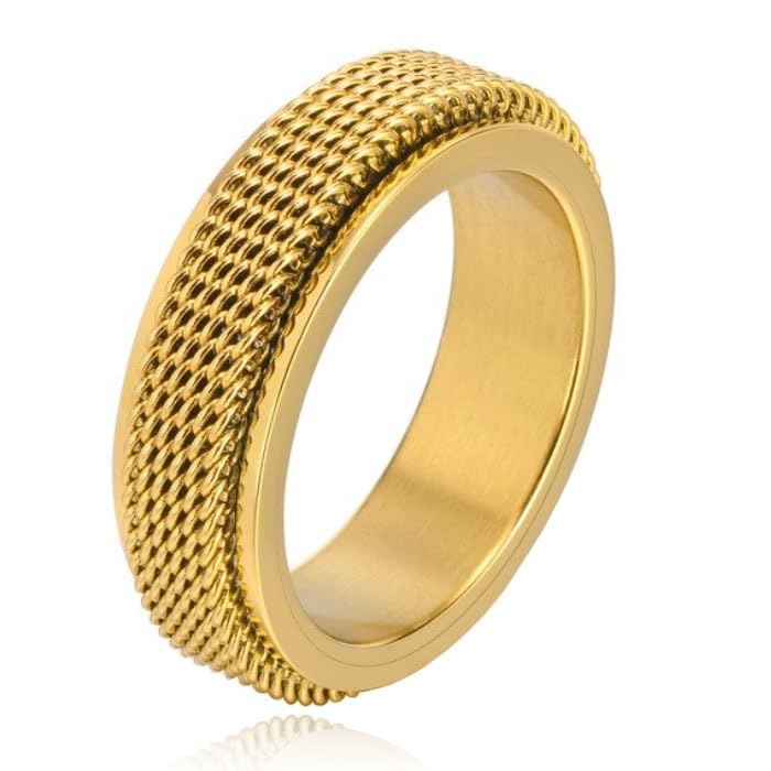 Bague en maille spinner gold anneau rotatif doré 21,5 mm Mendes Jewelry