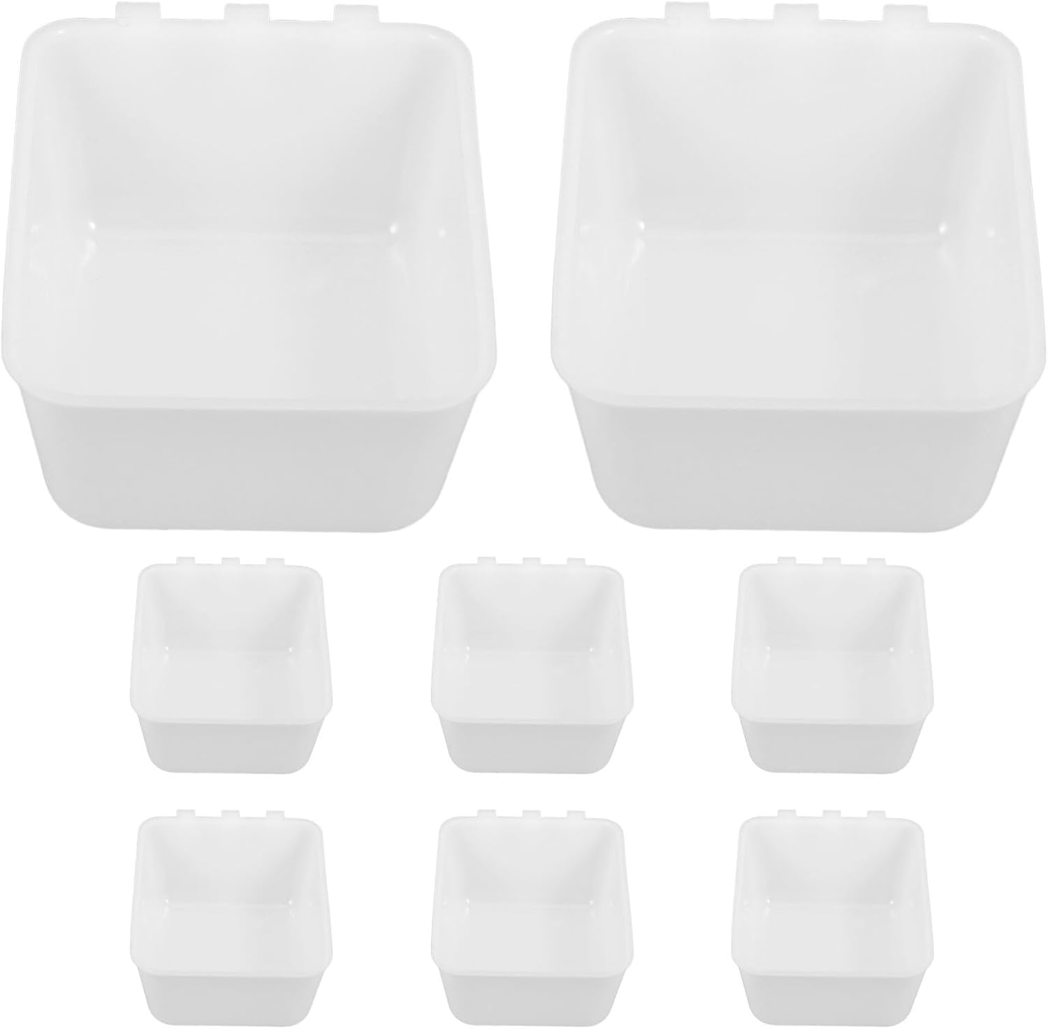Mipcase 8pcs Chicken Feeders and Poultry Watering Cups Cage Mount Bird Feeder Dish White 12.5x9.5x6cm Suitable for Parakeets Canaries and Small Birds