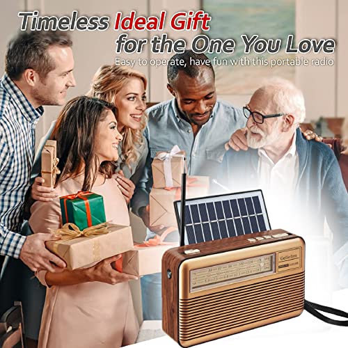 Gelielim Retro Shortwave Radio Portable Am Fm Radio Battery Operated Vintage Radio With Bluetooth Speaker, Rechargeable Solar Radio, Tf Card Usb Disk Player, Large Tuning Knob For Home Kitchen Outdoor #TOP7