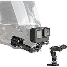 SHOPEE 4-Way Motorcycle Helmet Chin Mount for Hero 13/12/11/10/9/8/7, Osmo Action 3 &amp; 4 SJCAM,Insta 360 &amp; Other 4K Sports Cameras- Waterproof 3M Adhesive - Lightweight &amp; Durable - Ideal for Bikers