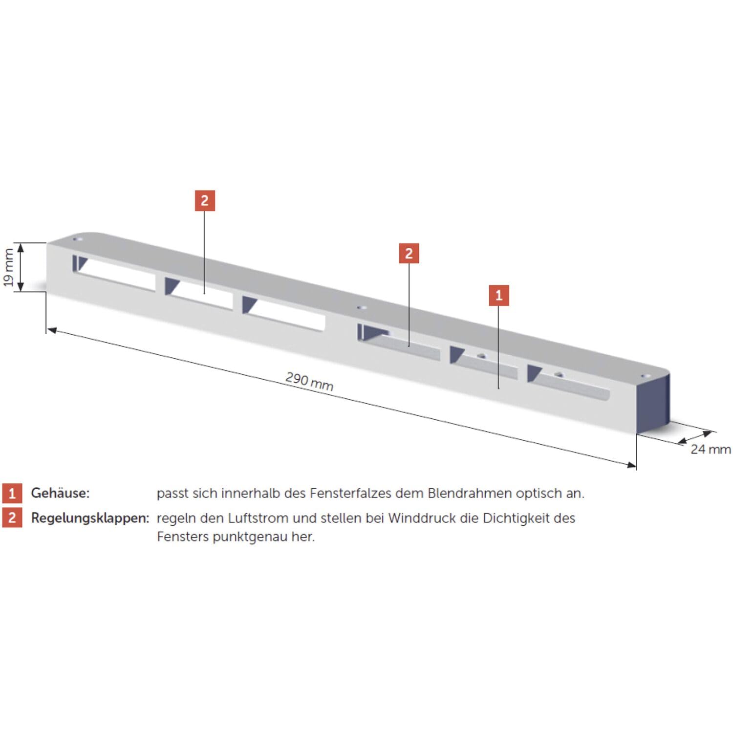 Ventilateur de fenêtre classic T pour fenêtre en bois pour ventilation en position fermée, en plastique blanc