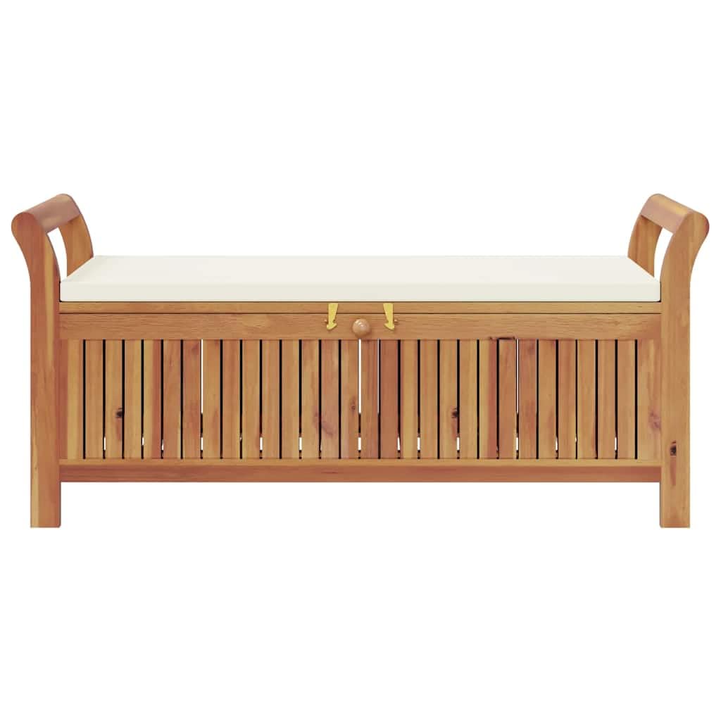 vidaXL Garten Truhenbank, Gartenbank mit Kissen Armlehnen, Sitzbank Bank mit viel Stauraum, Holzbank Kissenbox Parkbank, Massivholz Akazie