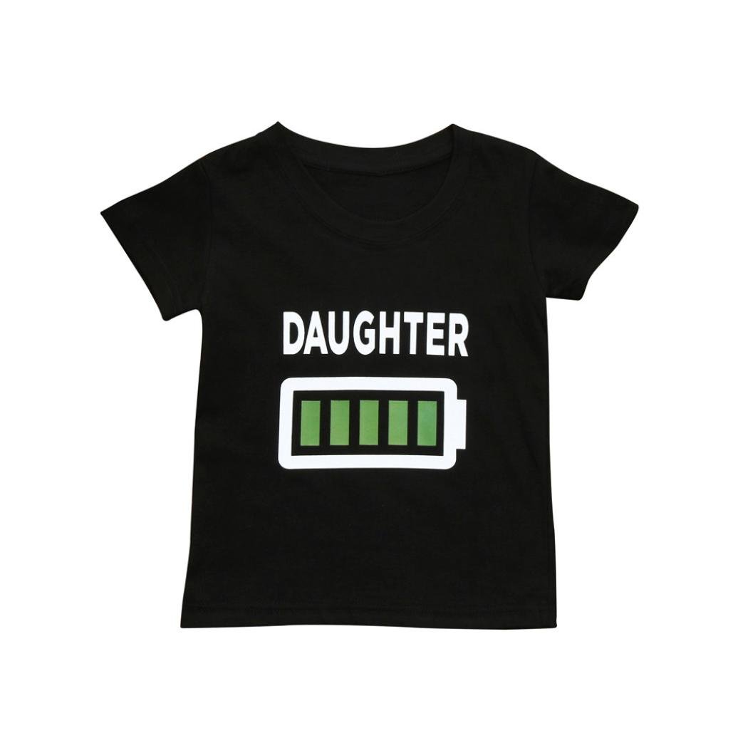 Franterd Parent-Child Letter Print Short Sleeve Shirt, Family Matching Tops Dad Mom Son Daughter