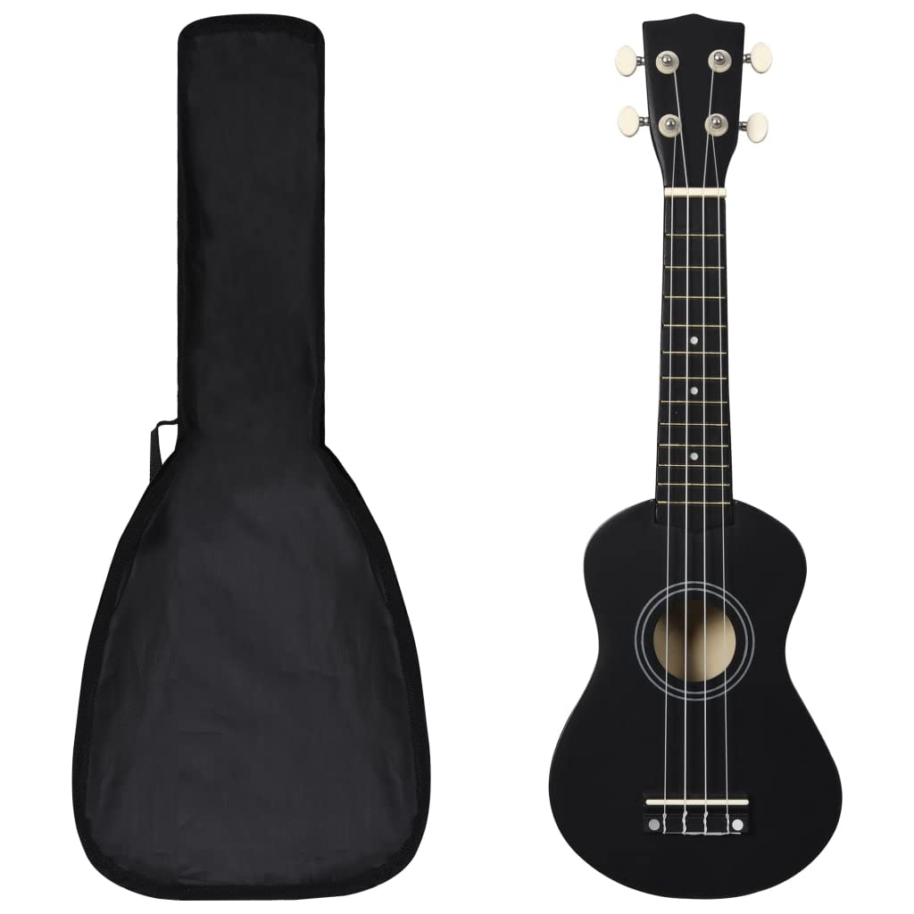 Musikinstrumente – Hobbys & Creative Arts – Sopran-Ukulele-Set mit Tasche für Kinder, schwarz, 53,3 cm