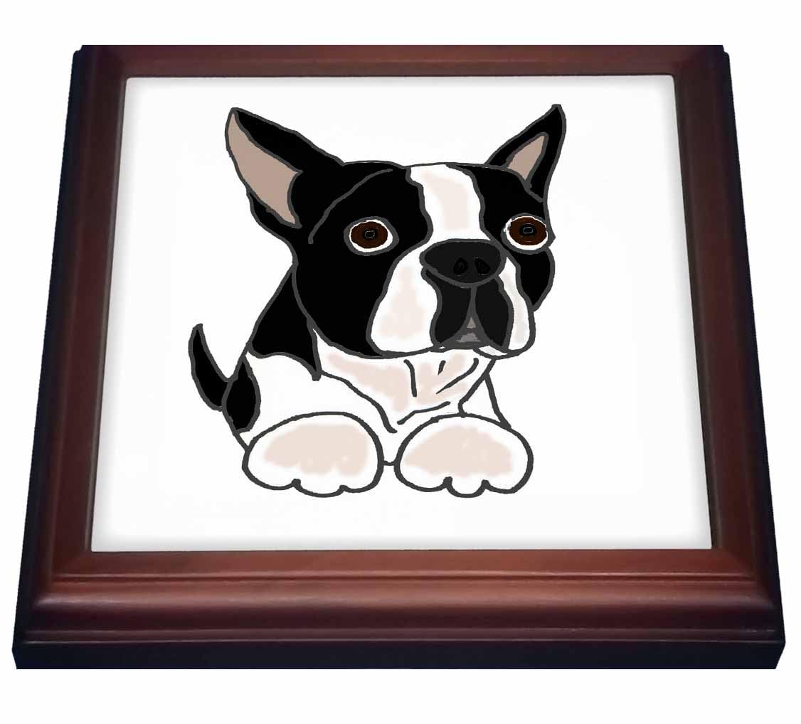 3dRose Cute Boston Terrier Puppy Dog Original Trivet with Tile, 8 by 8