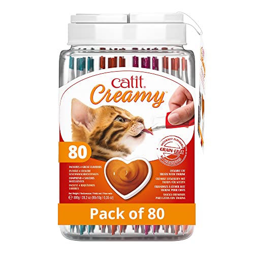 Pâte à lécher Creamy pour Chats, boîte Cadeau, 80 x 10 g, comme friandise et comme ajout à la Nourriture Humide