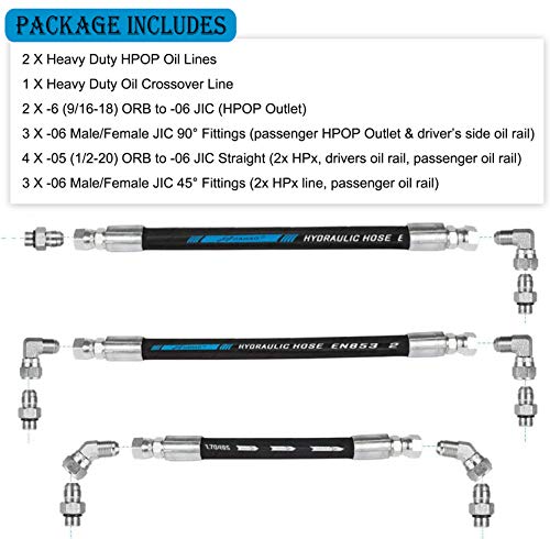 High Pressure Oil Pump HPOP Hoses Lines Kit & Crossover Line for 1999-2003 Ford 7.3L Powerstroke