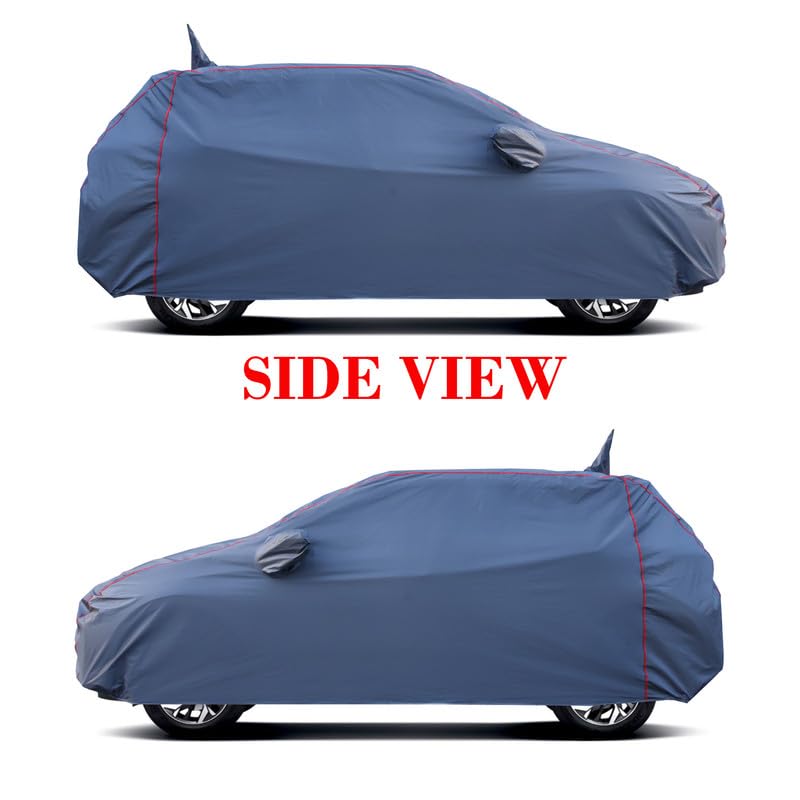 Image of 100% Waterproof Triple Stiched Full Body Car Cover for Maruti Suzuki Alto K10 with Mirror and Antena Pocket with Soft Cotton Inside(Full Buttom Elastic)(Grey with Red Piping)