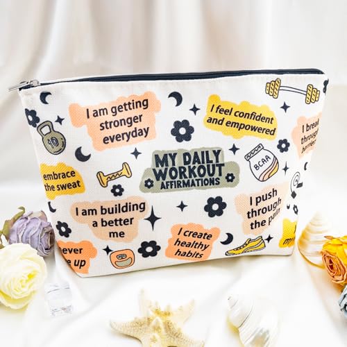 Workout Gifts for Women Gym Gifts for Women Gym Bag for Fitness Lovers Fitness Athletic Trainer Gift Workout Bag Daily Affirmations Makeup Bag Inspirational Mental Health Gift for Female4
