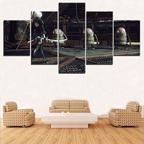 5 Leinwandbilder Rahmen Wandbilder Wohnkultur HD Game NieR Automata Yorha Children Bild auf Leinwand Weihnachten Geschenk Leinwanddrucke