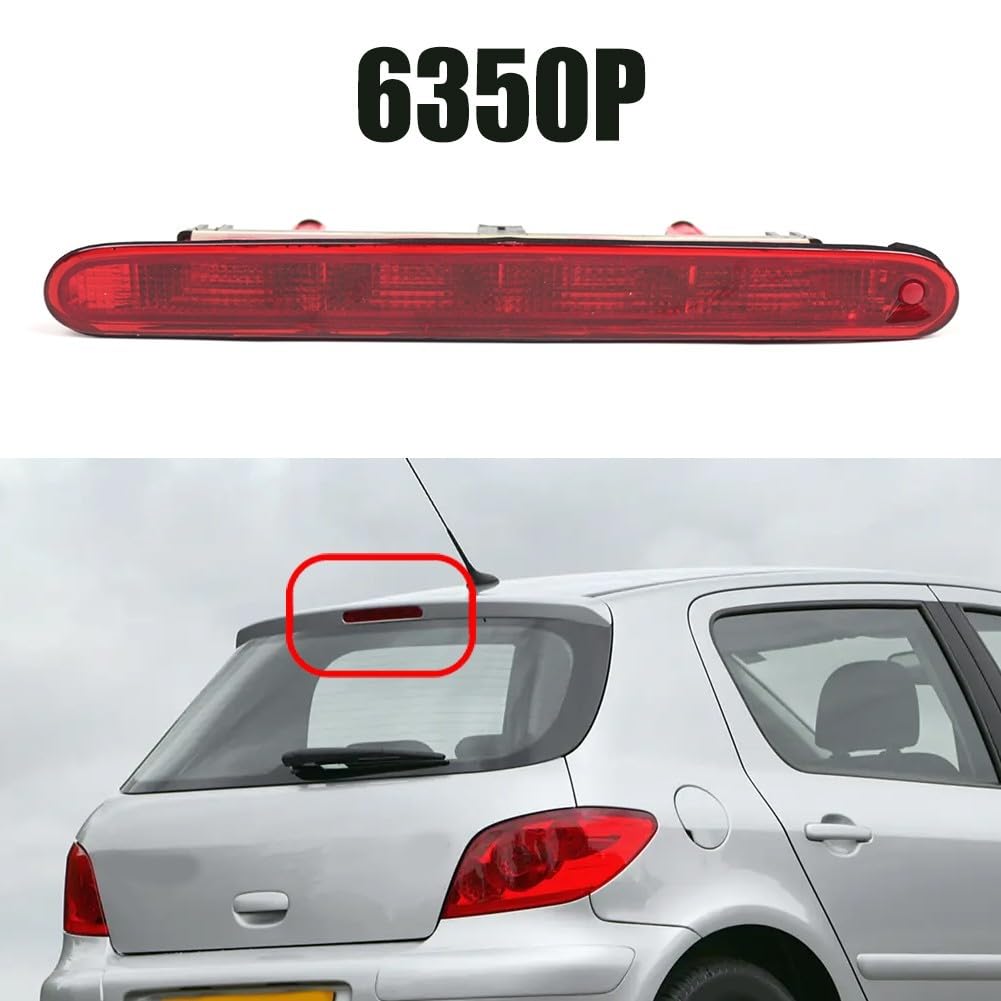 Zilimontt Tercera Luz de Freno de Alto Nivel Lámpara de Parada 6350P5 Luz de Freno LED de Montaje Trasero Compatible Con Para 307 Hatchback 2001-2008 Conjunto de Repuesto
