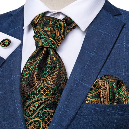 Image of DiBanGu 3PCS Ascot Ties for Men Wedding Jacquard Woven Silk Ascot Cravat for Men Cravat Tie and Pocket Square Set