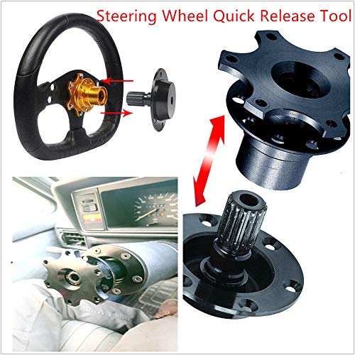 BestTeam Universal Steering Wheel Snap Off Quick Release Hub Adapter Boss Kit With 6-hole Steering Wheel Hub (Red)