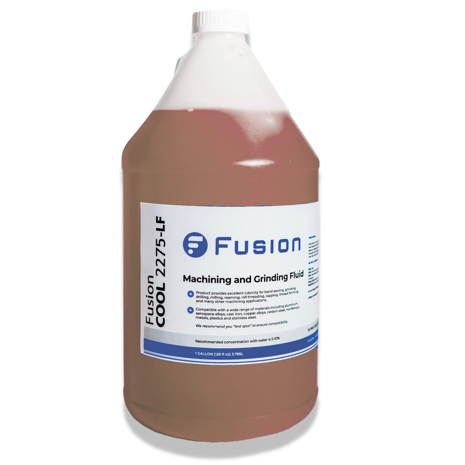 Machining Fluid with Low Foam by Fusion Chemical | Fusion Cool 2275 LF | General Purpose Coolant with Exceptional Low Odor, High-Lubricity | Semi-Synthetic | Microemulsion (1 Gallon)