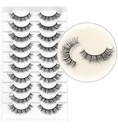 GOSEEK 3D Fake Eyelashes 10 Pairs False Eyelashes Mink Lashes Natural Look 100% Handmade Natural ...