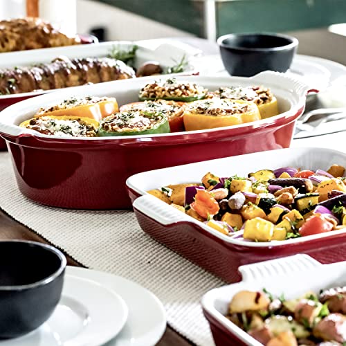 Hell's Kitchen Enameled Stoneware Oval Covered Casserole Dish, 3.5 Quarts, Red (Oval, With Lid) #TOP4