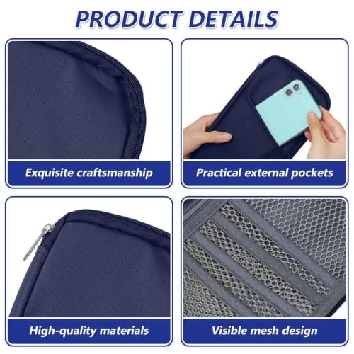 Image of Navy Blue Rfid Blocking Travel Wallet, Spacious Passport Cover For Men