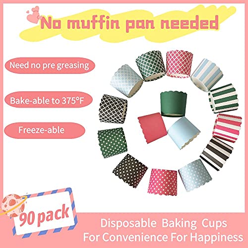 Nb Paper Baking Cups 90-Pack 6 Oz Greaseproof Baking Cups Cupcake Muffin Cases Disposable Cupcake Wrappers For Birthday Baby Shower Wedding And Party, Pure Blue Pink And Green Color #TOP1