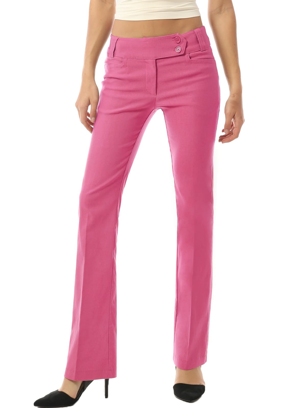 MixMatchy Pantalones de vestir ultra elásticos Lux Comfort con movimiento flexible para mujer, corte de bota, para trabajo, negocios, oficina