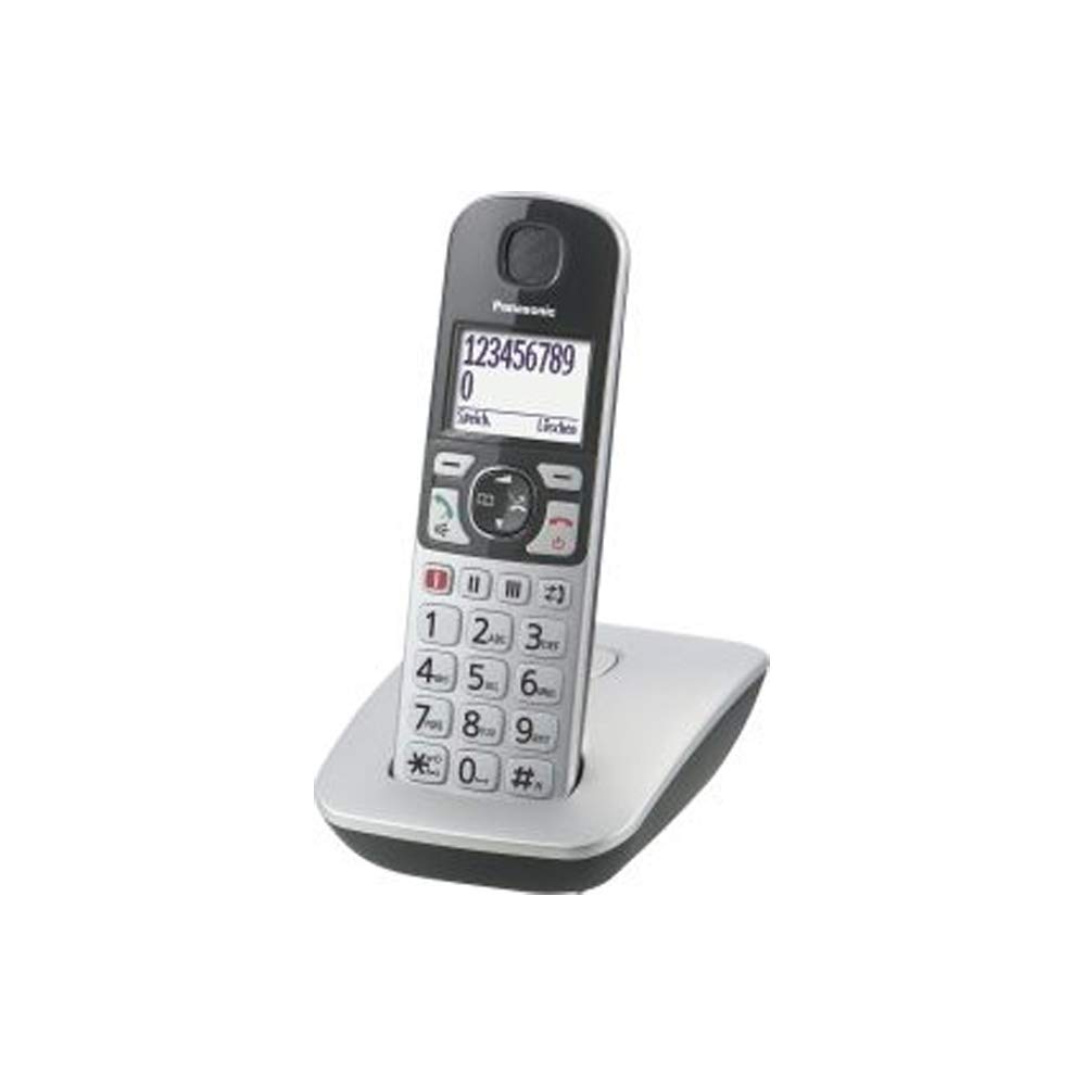 Panasonic KX-TGE510GS DECT Seniorentelefon mit Notruf (Großtastentelefon, schnurlos, extra Lautstärke, hörgerätekompatibel, Eco-Plus) silber-schwarz