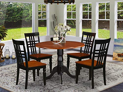 East West Furniture Dllg5-Bch-W - Juego De Mesa De Comedor 5 Piezas, Con Una Mesa De Comedor Dublín Y Cuatro Sillas De Comedor En Color Negro Y East West Furniture Dllg5-Bch-W - Juego De Mesa De Comedor 5 Piezas, Con Una Mesa De Comedor Dublín Y Cuatro Sillas De Comedor En Color Negro Y