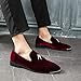 CMM Men's Comfort Fashion Slip-On Loafers Tuxedo Casual Dress Shoes with Gold Rhinestone Size 9.5, Red