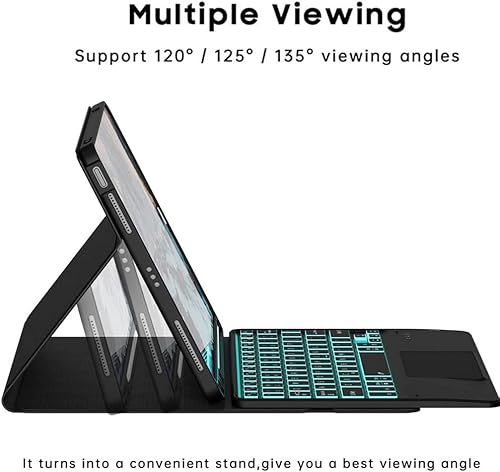 Miniatura 3 de QYiiD Funda de teclado retroiluminada para Xiaomi Mi Pad 5 Pro de 11 pulgadas, funda de cuero con teclado inalámbrico magnético desmontable para