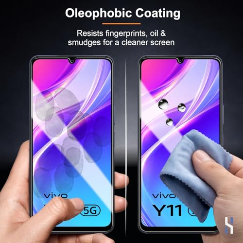 Image of Tempered Glass for Vivo Y11 and Vivo Y21 (6.74 Inch) - Military Grade 9H Screen Guard, Anti-Scratch, Shatterproof, Edge to Edge Full Coverage - Black Border