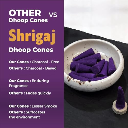 Image of Natural Dry Dhoop Cones - 51 Cones Lavender Fragrance for Daily Puja, Meditation & Rituals with Free Cone Holder