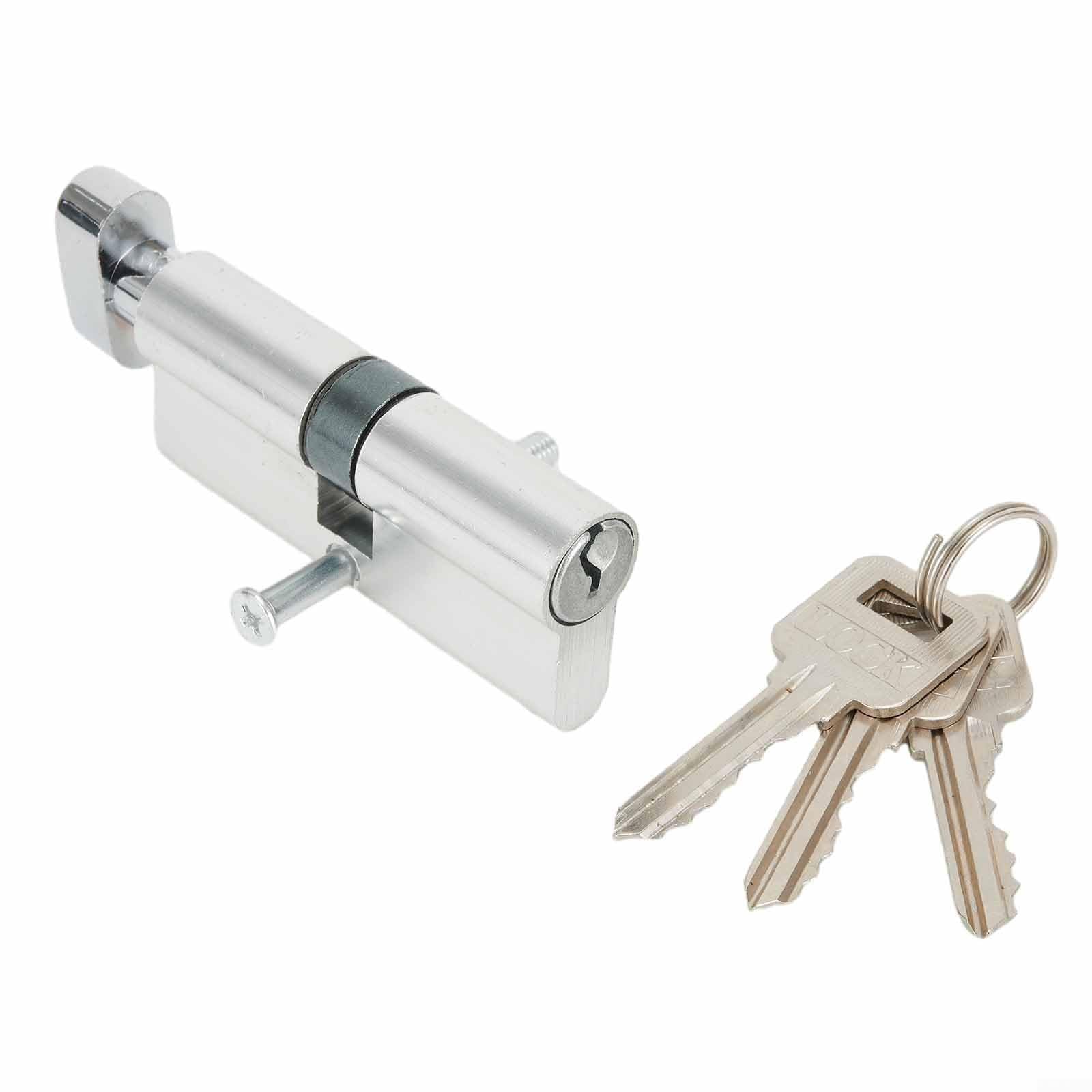 Aikeou Normal Upvc Anti Pick Door Lock, Silver Tone Thumb Turn Cylinder, 3 Keys